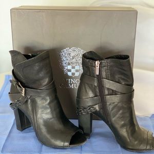 Vince Camuto Sortina Black Peep Toe Ankle Boots